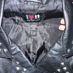 Boy Meets Girl Dark Leather Vest with Metallic Accents